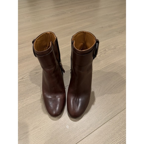 Sezane Sara High Booties Ankle Heeled Boots Size 38 7 Brown Leather - Picture 12 of 12